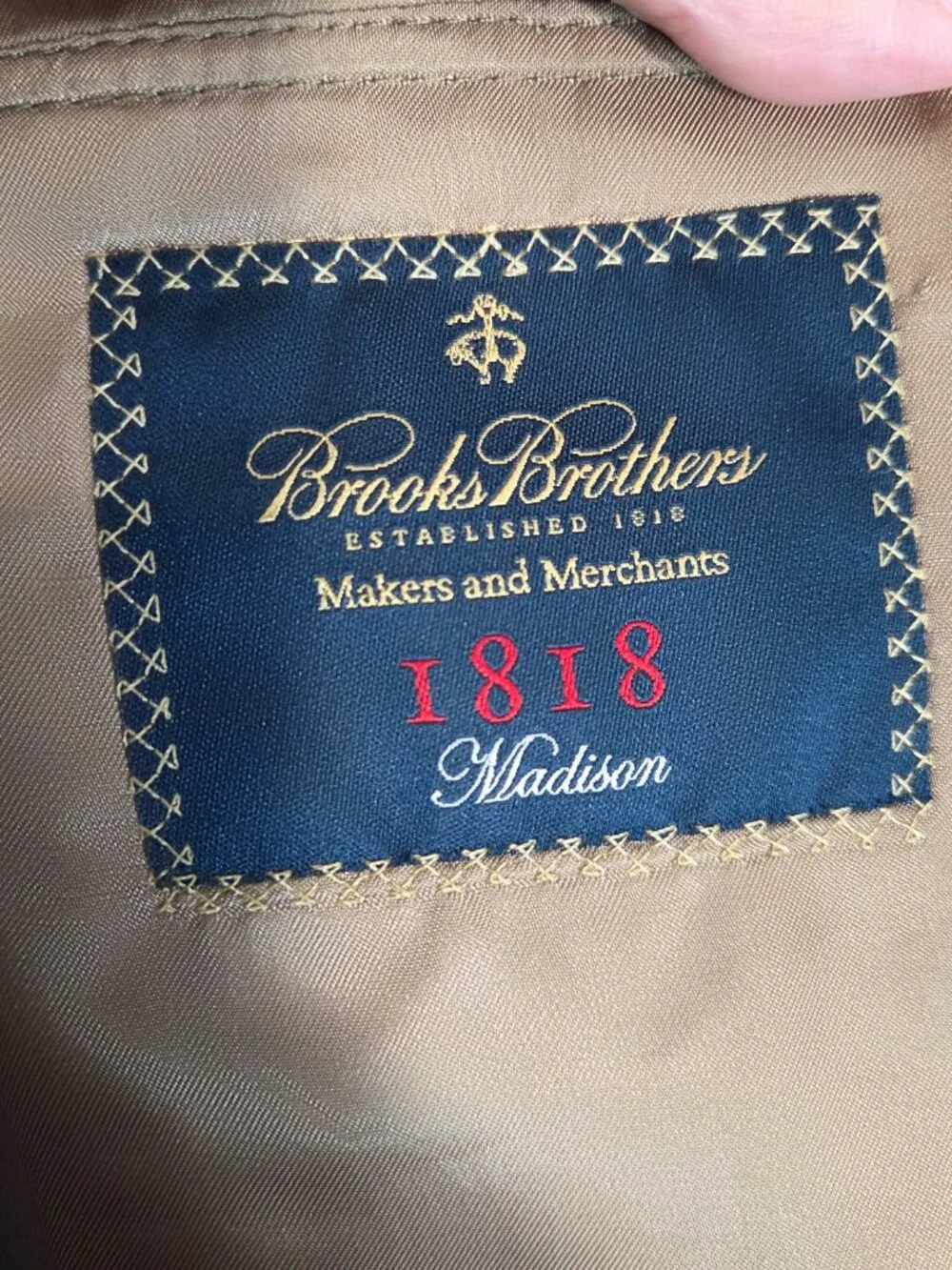 Brooks Brothers 1818 Madison Blazer Brown Gingham Plaid Silk Wool Sport Coat 46R